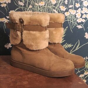 G By Guess Aussie Brown Fur Boots